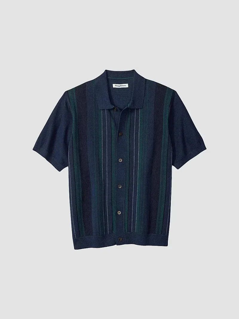 Men's Palmarito Knit Button-Front Polo Shirt - Coastline - Size Small