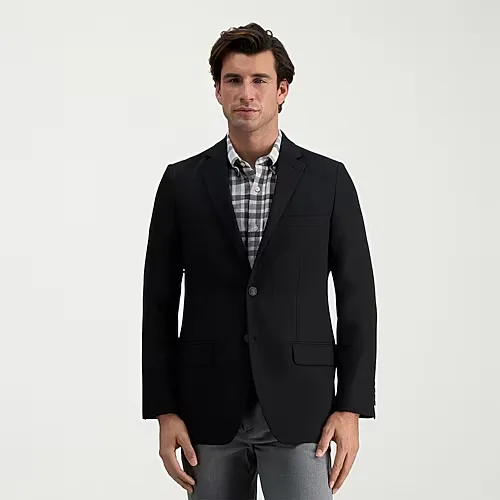 Haggar The Active Series Tailored Mens Stretch Fabric Modern Fit Sport Coat, 52 Regular, Black