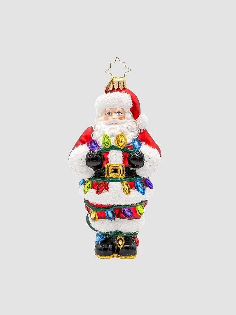 Christopher Radko Whimsical Tangled Up Santa Glass Ornament