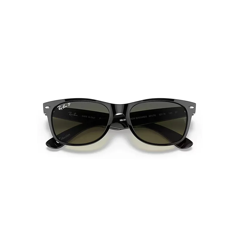 Ray-Ban New Wayfarer @collection Sunglasses Black Frame Blue Lenses Polarized 55-18