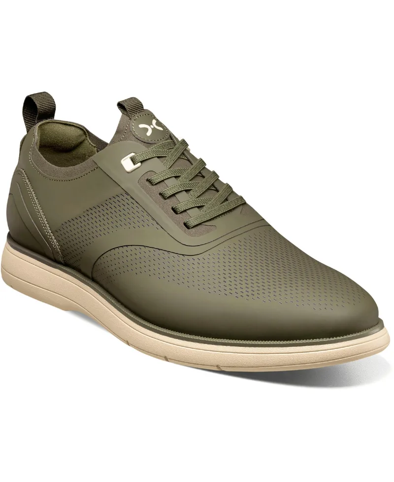 Stacy Adams Men's Everidge Plain Toe Elastic Lace Shoe - Olive