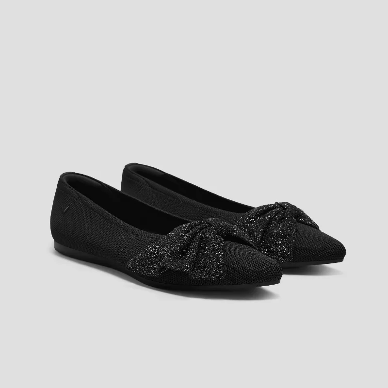 VIVAIA Pointed-Toe Bow Flats (Azura)|BLACK METALLIC|5.5-6