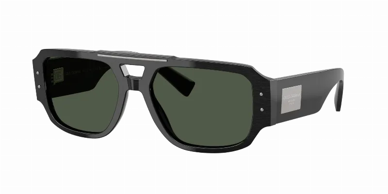 DOLCE&GABBANA Man Sunglasses DG4482F  -  Frame color: Brushed Black, Lens color: Dark Green Polar
