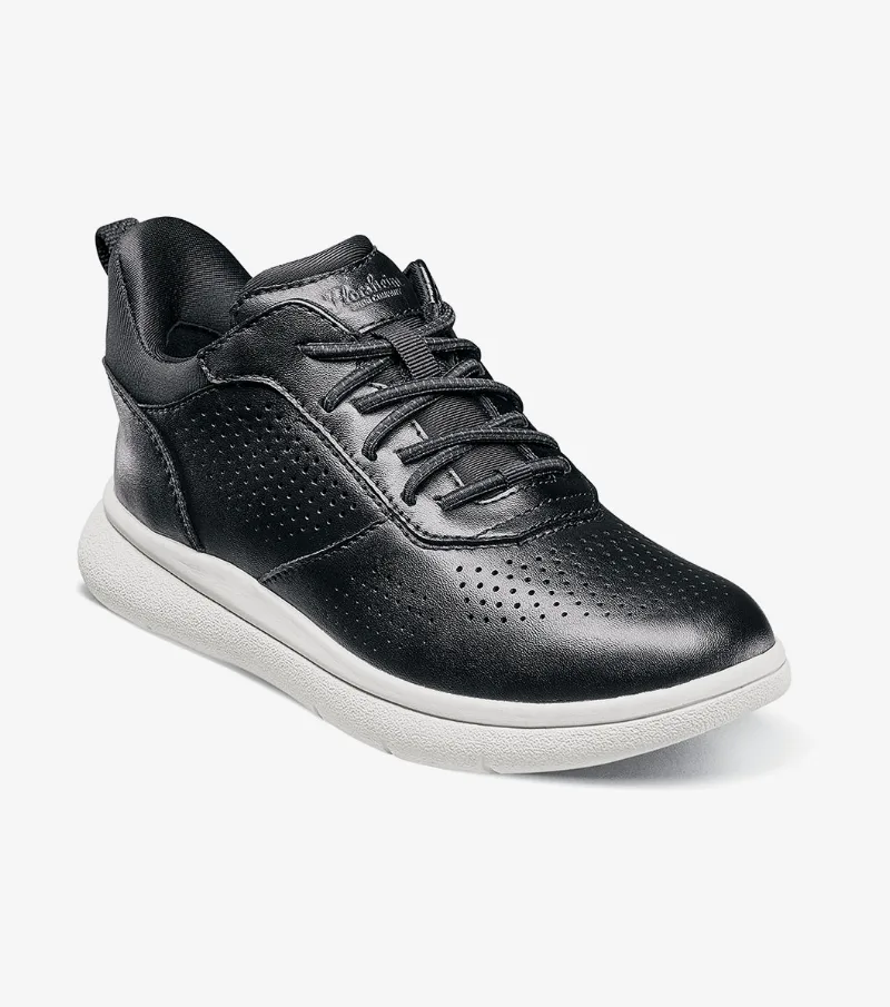 Florsheim Shoes Fleet Jr. Boys Perf Toe Elastic Lace Sneaker Black Size 4.5 Big Kid