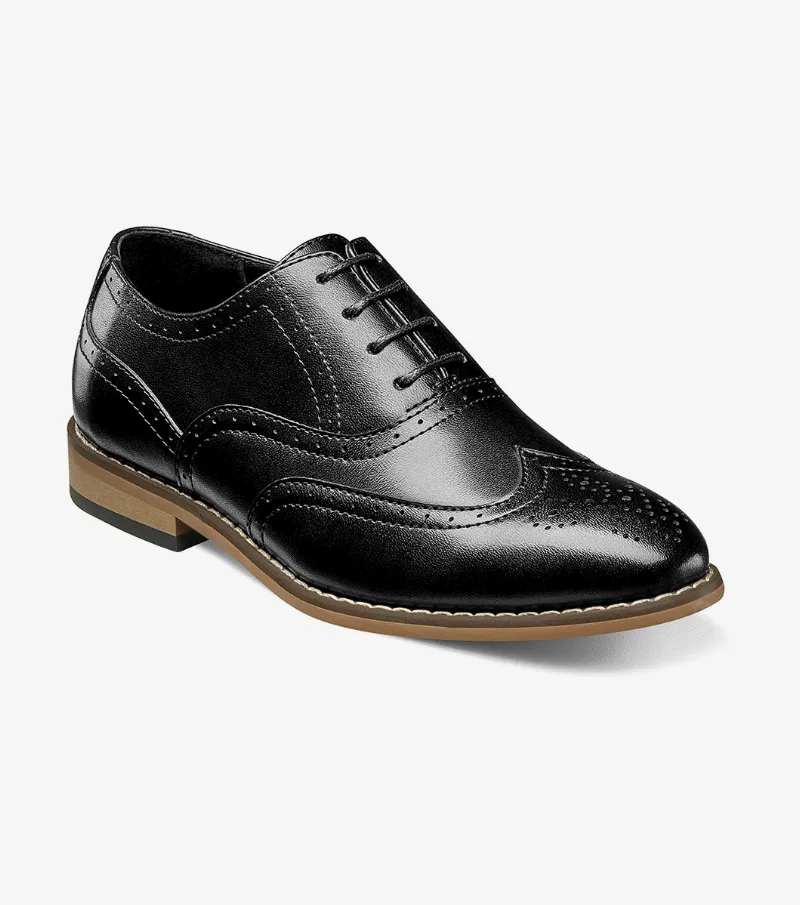 Stacy Adams Shoes Kids Dunbar Wingtip Oxford Black Size 11 Little Kid