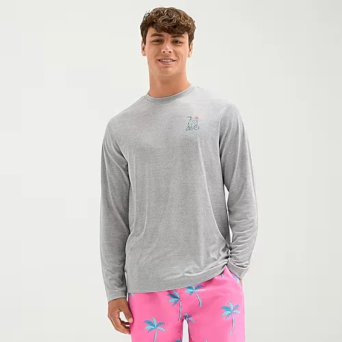 Burnside Mens Crew Neck Long Sleeve T-Shirt, Small, Gray