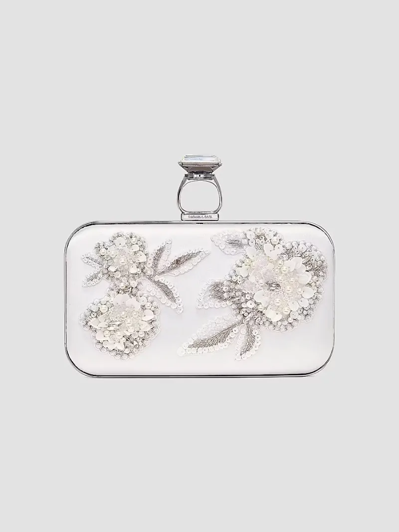 Women's On The Rocks Embellished Satin Clutch - Ivory