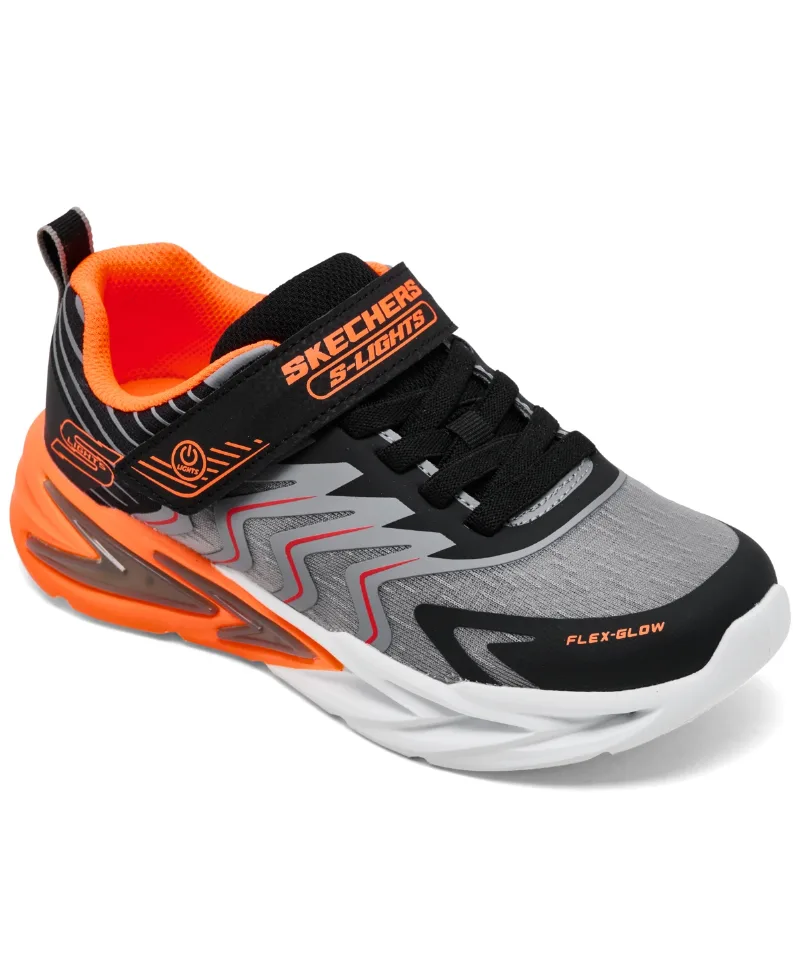 Skechers Little Kids' S Lights: Flex-Glow Ultra - Prism-Pacer Fastening Strap Light-Up Lifestyle Sneakers from Finish Line - Black, Lime