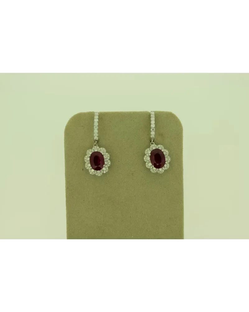 Marie Fine Jewels 18KW RUBY & DIAMOND EARRINGS