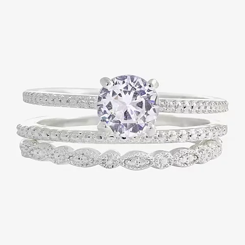 Sparkle Allure Womens Cubic Zirconia Pure Silver Over Brass Round Cocktail Ring, 9