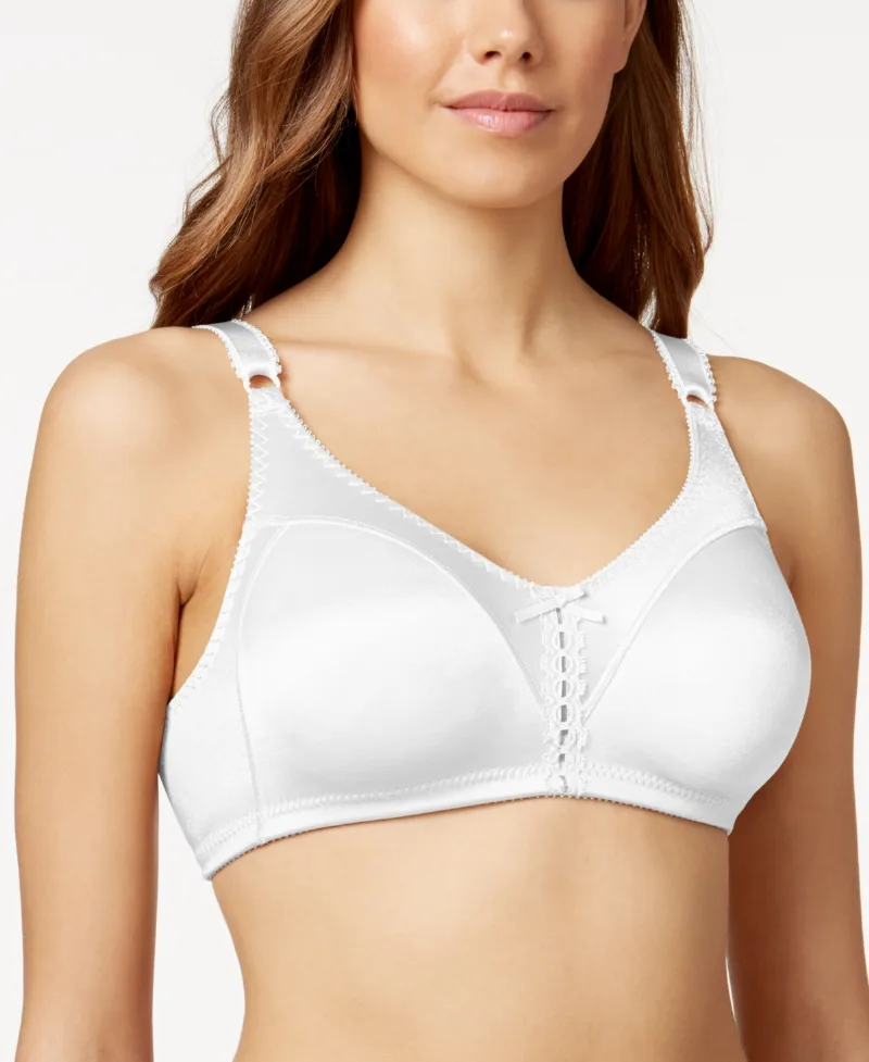 Bali Double Support Tailored Wireless Lace Up Front Bra 3820 - White