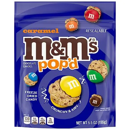 M&M's Milk Chocolate Crunchy Colorful Freeze-Dried Candy, Resealable Bag Caramel - 5.5 oz