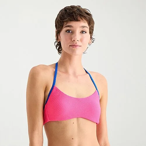 Arizona Womens Juniors Bralette Bikini Swimsuit Top, Large, Pink