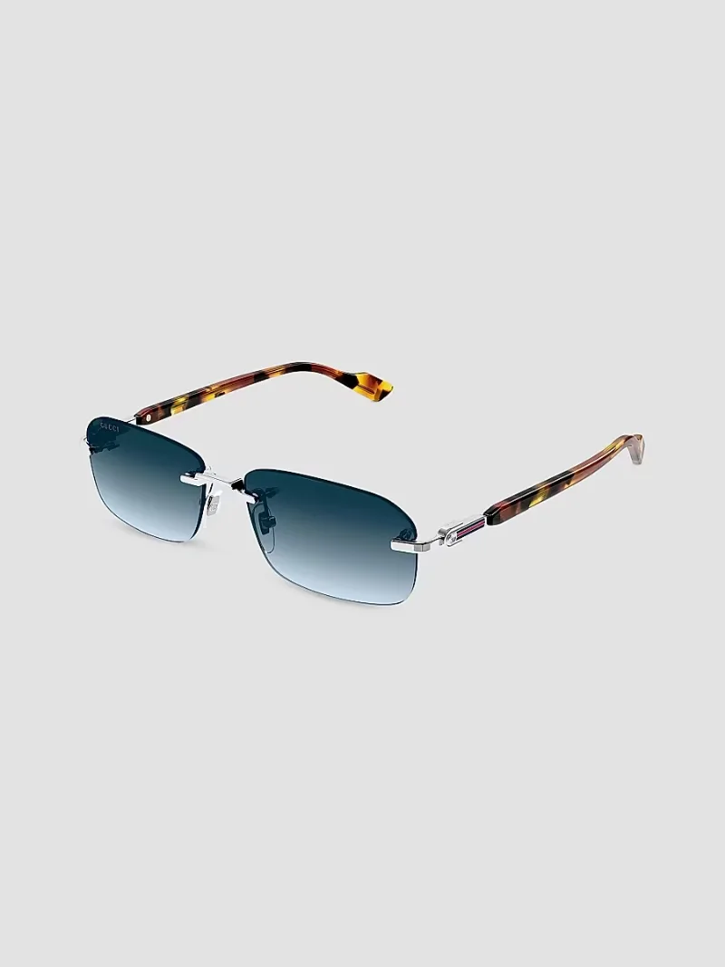 Gucci Men's Gucci 125th Street 56MM Rectangular Sunglasses - Silver Blue