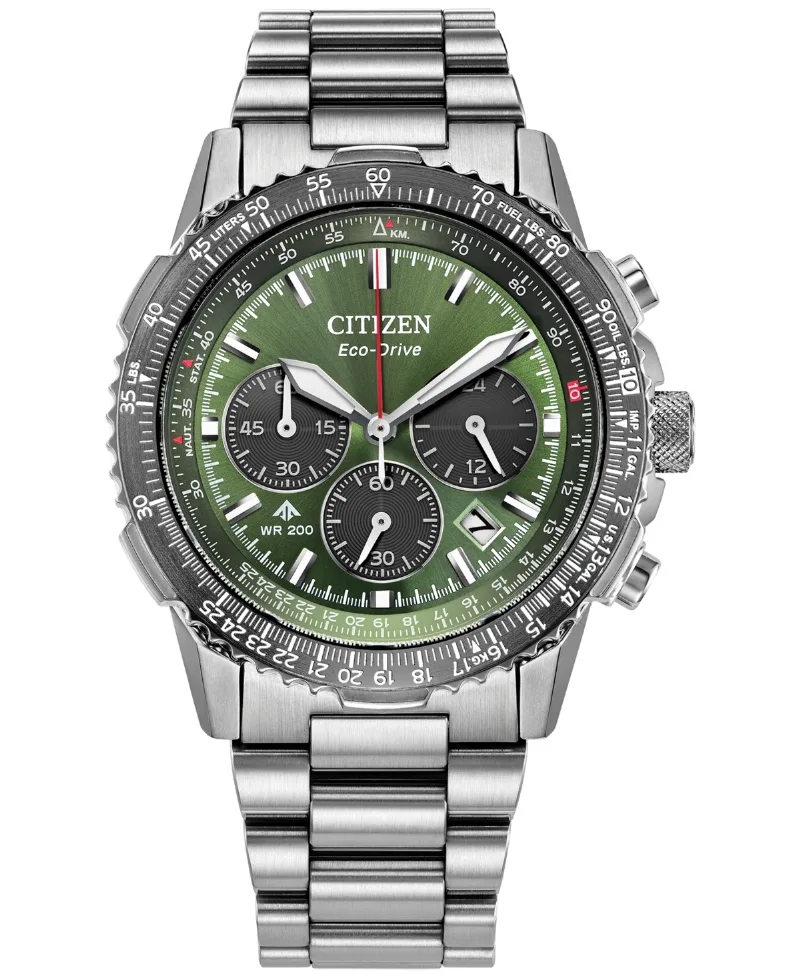 Citizen Men's Promaster Eco Navihawk Chronograph Stainless Steel Bracelet Watch 40mm - Silver-tone