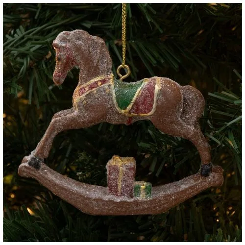 Glitter Brown Rocking Horse Ornament