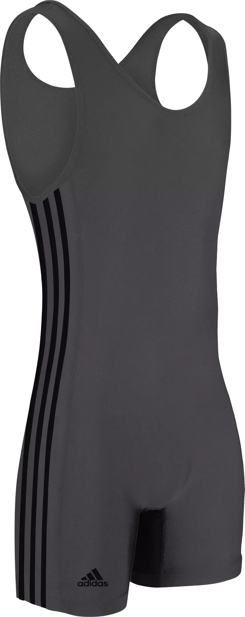 adidas Three Stripe Wrestling Singlet, Men's, XXXL, Grey/Black