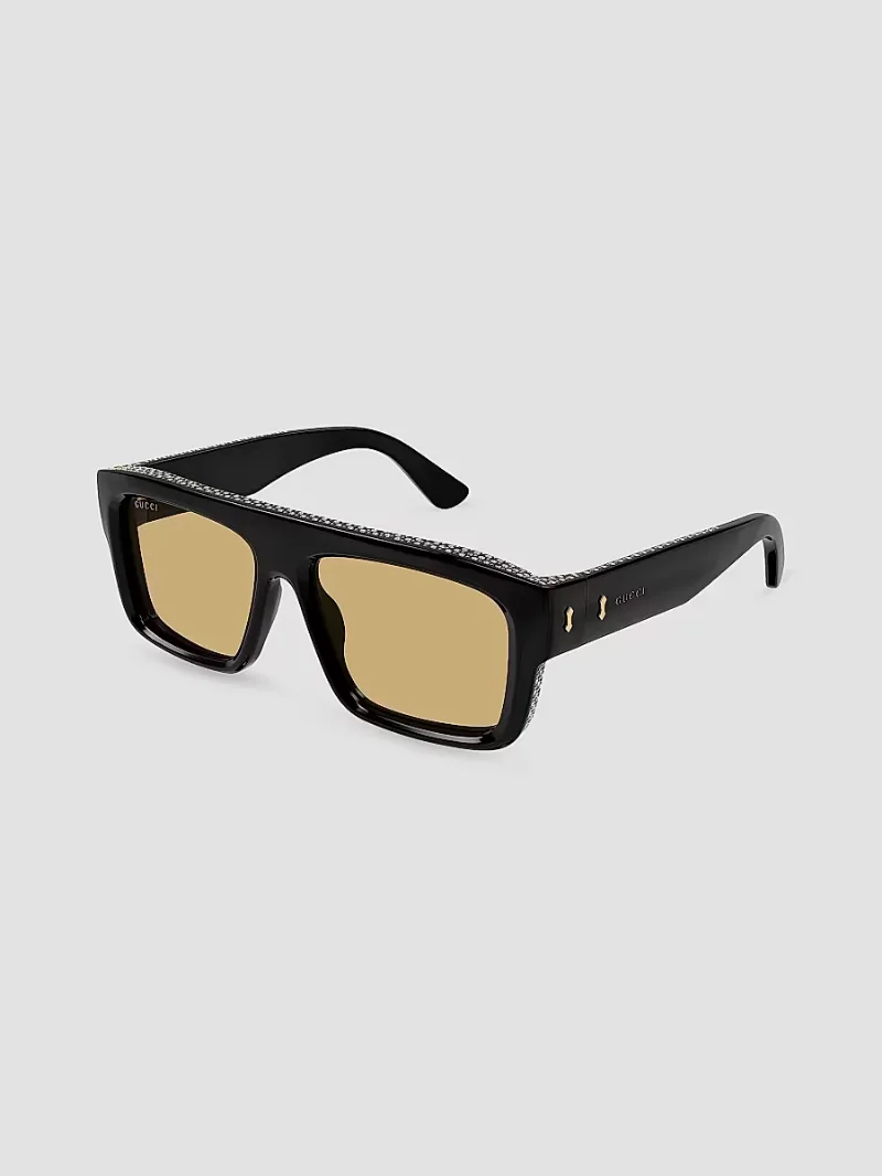 Gucci Men's Decor Squared Recycled Acetate Sunglasses - Black