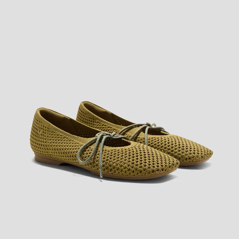 VIVAIA Margot Square-Toe Mesh Flats (Makayla)|MUSTARD|5.5-6