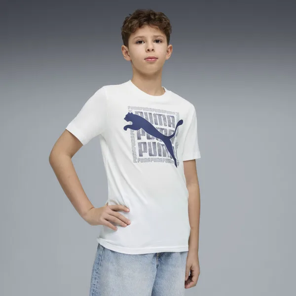 Playera PUMA Estampada Cat para Adolescentes en Talle 15-16Y White