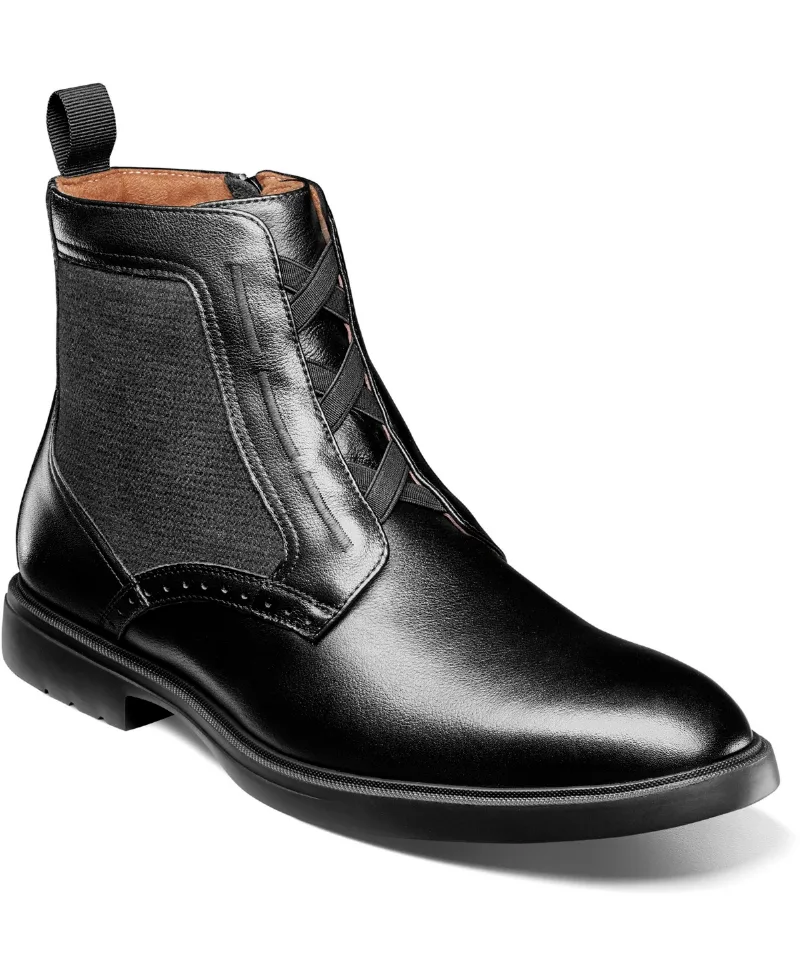 Stacy Adams Men's Thompson Elastic Lace Round Toe Boots - Black
