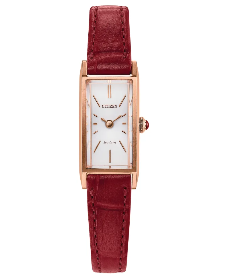 Citizen Women's Fio Red Leather Strap Watch, 14.3mm - Red