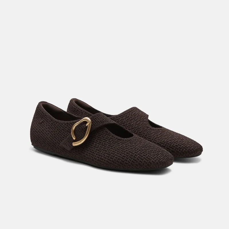 VIVAIA Mini Square-Toe Mary-Jane Flats (Jovin)|DARK CHOCOLATE|US 5.5