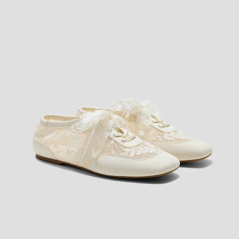 VIVAIA Square-Toe Lace-Up Sneakerinas (Cristina)|CREAM LACE|US 9.5