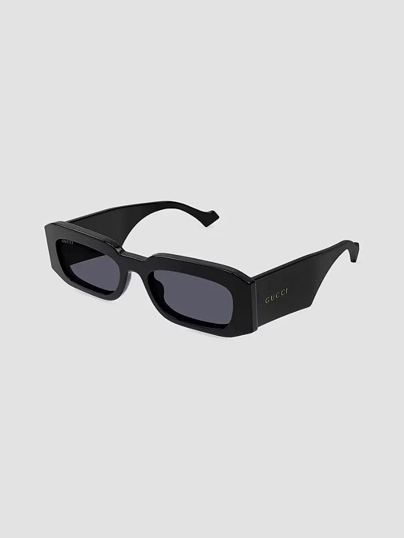 Gucci Men's Generation Rectangular Recycled Acetate Sunglasses - Black