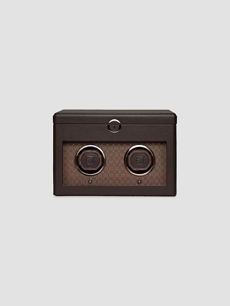 Wolf Earth Double Watch Winder - Coffee