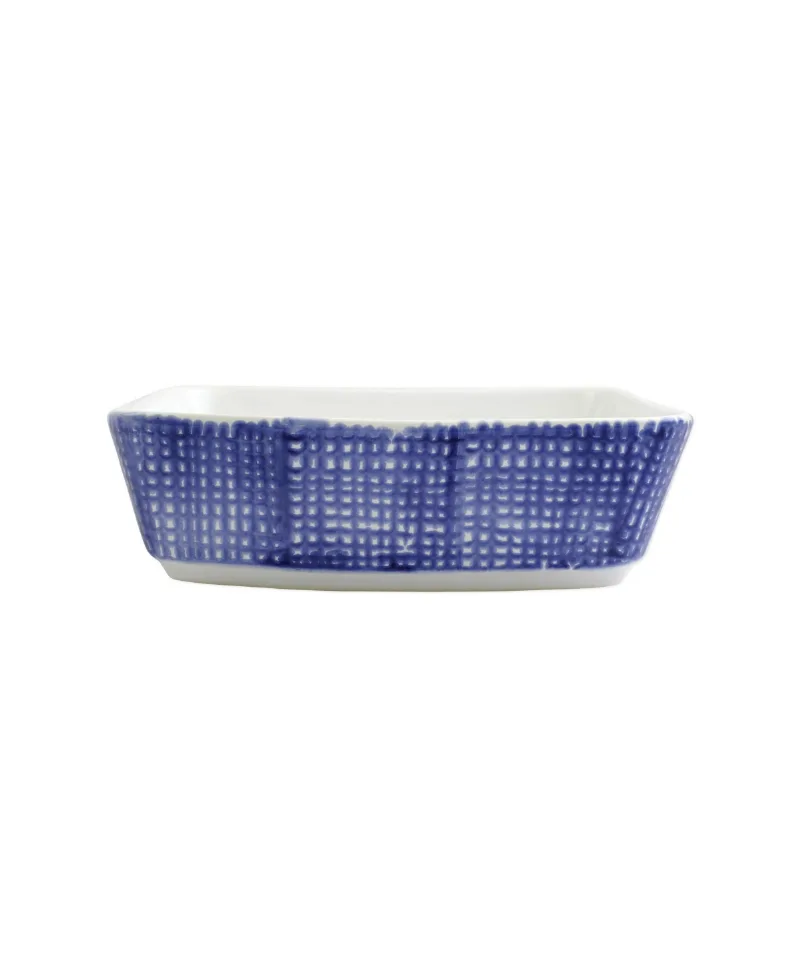 Vietri Santorini Geo Square Baker - Blue/white