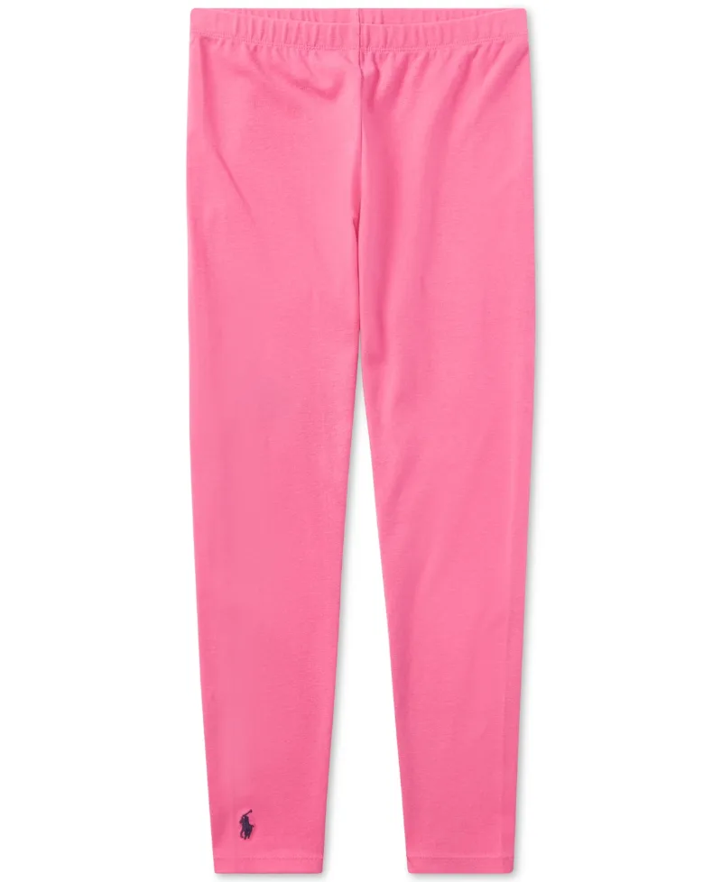 Big Girls Embroidered Pony Stretch Cotton Leggings - Baja Pink
