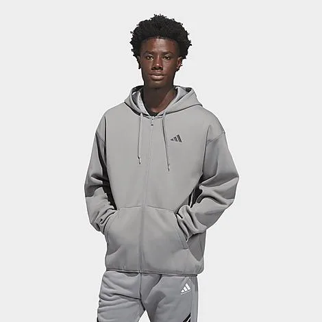 adidas Men's Basketball Crazy Warm Full-Zip Hoodie in Grey/Black Size: XL