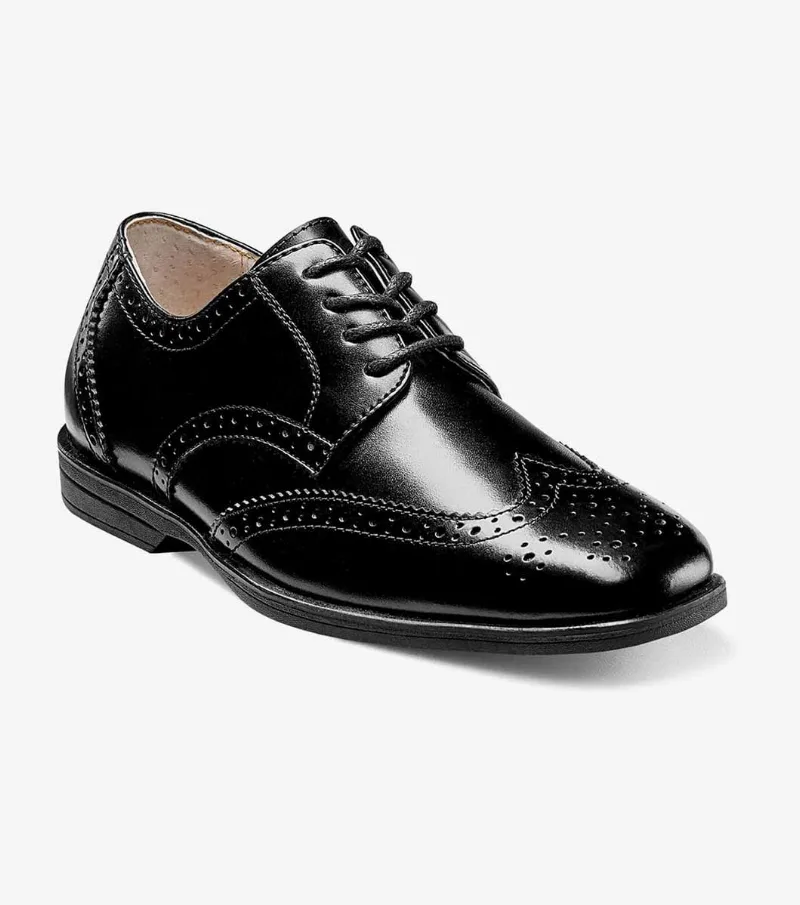 Florsheim Shoes Reveal Jr. Boys Wingtip Oxford Black Size 1 Little Kid