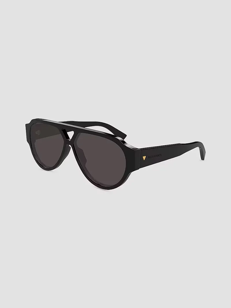 Men's Bold Triangle Stud 59MM Pilot Sunglasses - Black