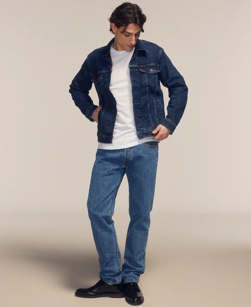 Levi's Men's 501 Original Fit Button Fly Non-Stretch Jeans - Dark Stonewash