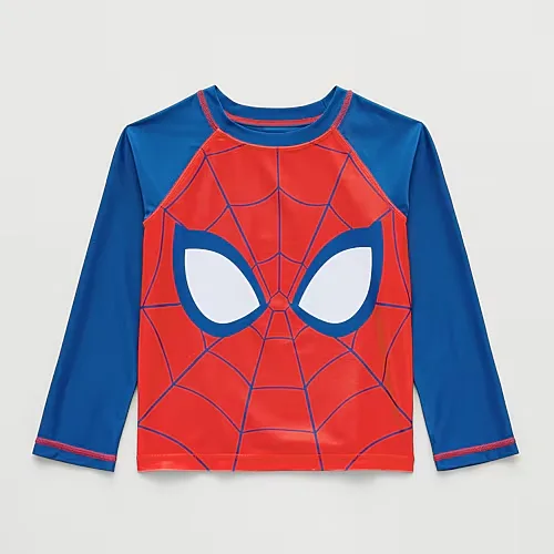 Disney Collection Little & Big Kid Boys Marvel Spiderman Rash Guard, 4, Red