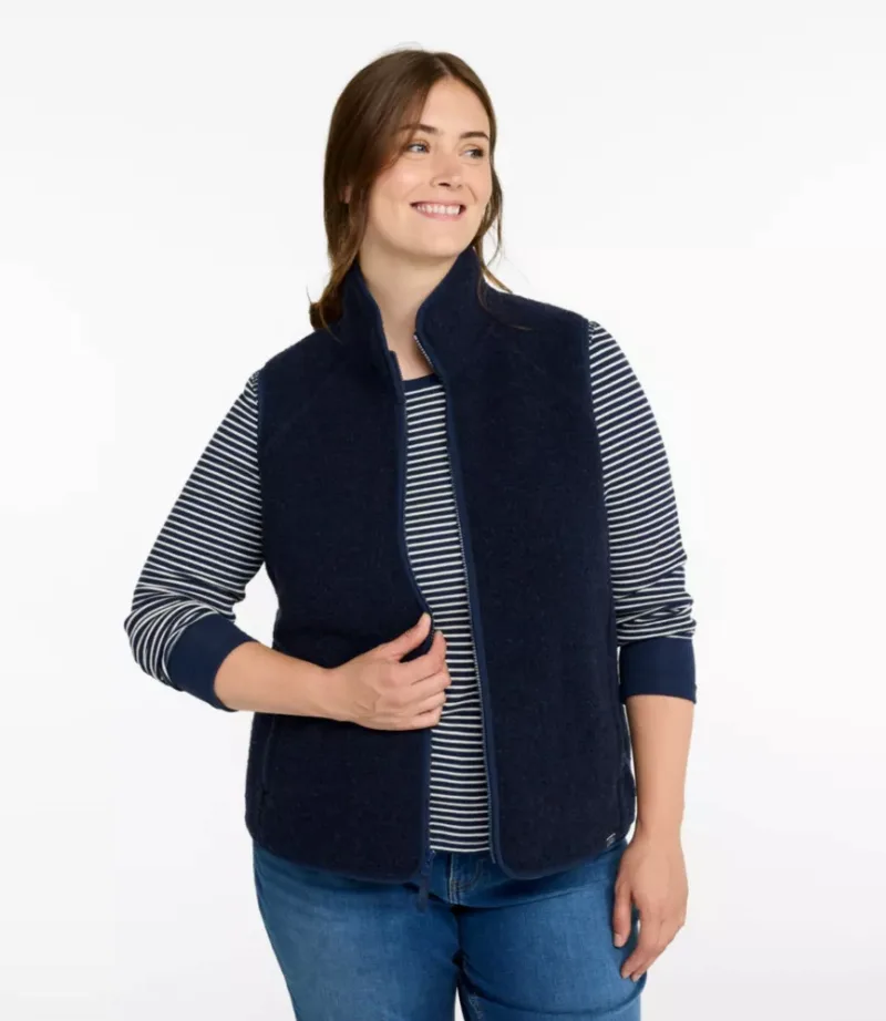 L.L.Bean Women's All Season Wool Fleece Vest Classic Navy 3X, Wool Blend L. L.Bean