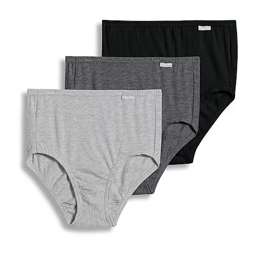 Jockey Plus Size Elance Brief - 3 Pack- 1486, 8, Grey Charcoal Blac
