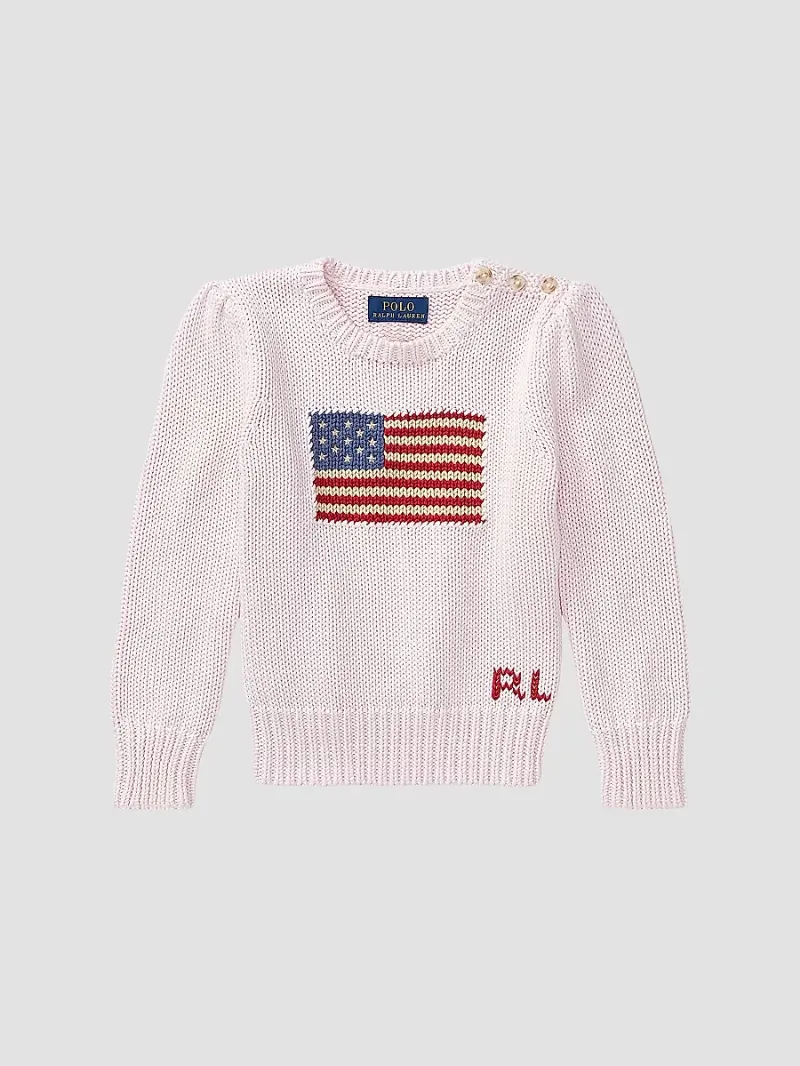 Polo Ralph Lauren Girl's Little Girl's & Girl's American Flag Sweater - Acacia Pink - Size 14