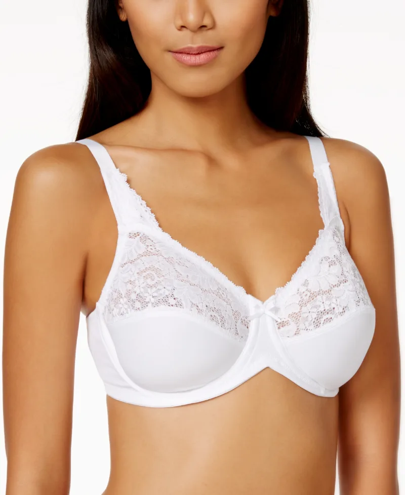 Lilyette by Bali Minimizer Comfort Lace Underwire Bra 428 - White