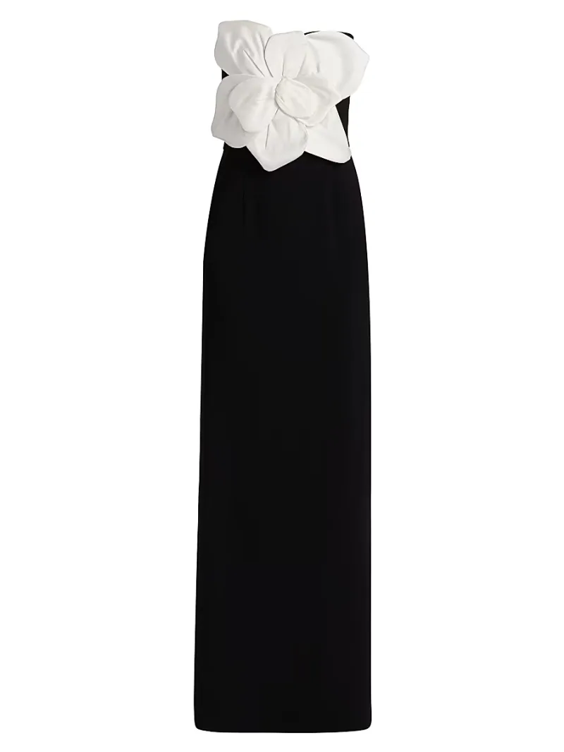 SACHIN BABI Women's Marist Rosette Column Gown - Ivory Black - Size 14