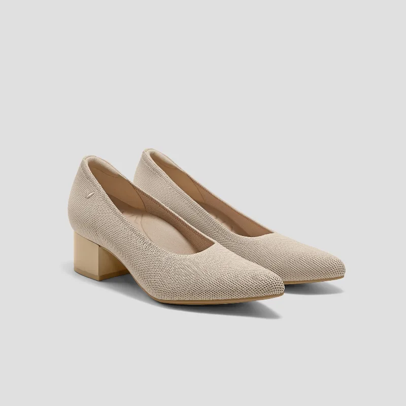 VIVAIA Pointed-Toe Stress FREE Chunky Heels (Georgia)|ALMOND|US 11