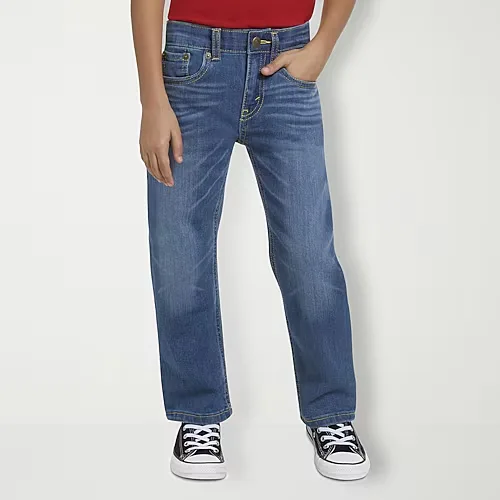 Levi's Little Boys Adjustable Waist Mid Rise 514 Straight Leg Jean, 4, Blue