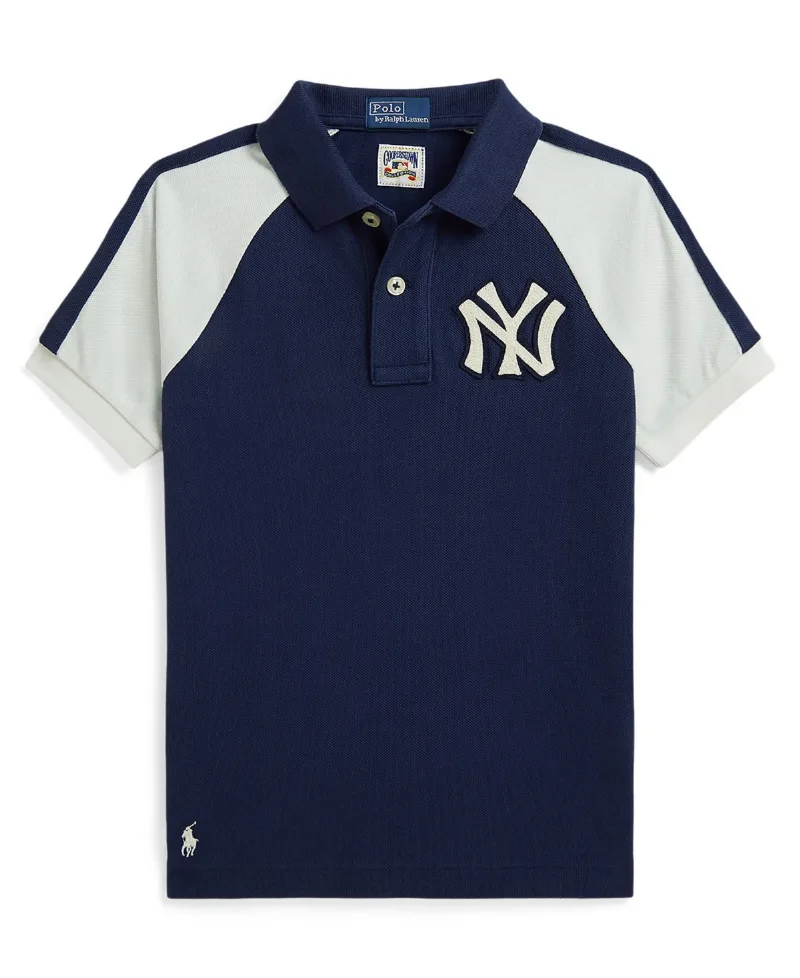 Polo Ralph Lauren Boys' 2-7 Two-Button Placket Polo Shirt - Dark Cobalt/Deck Wash White