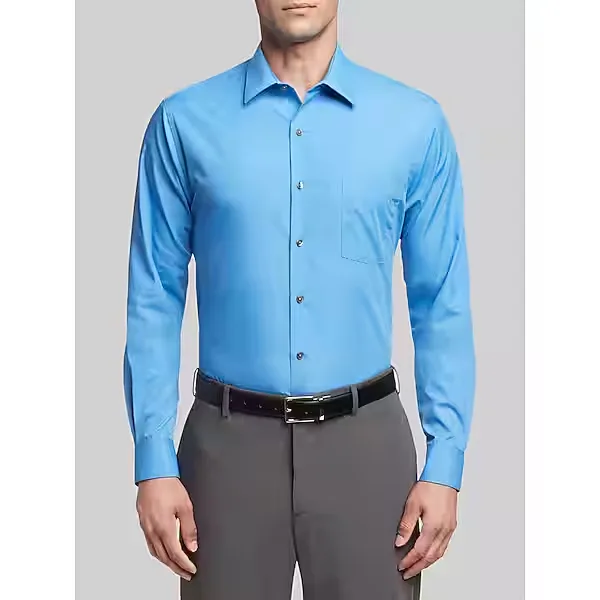 Van Heusen Men's Athletic Fit Solid Poplin Dress Shirt French Blue - Size: 17 36/37