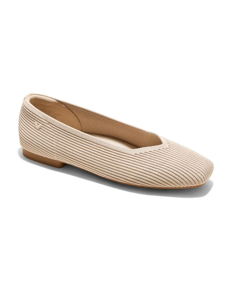 Vivaia Women's Margot 2.0 Square-Toe V-Cut Ballet Flats - Almond