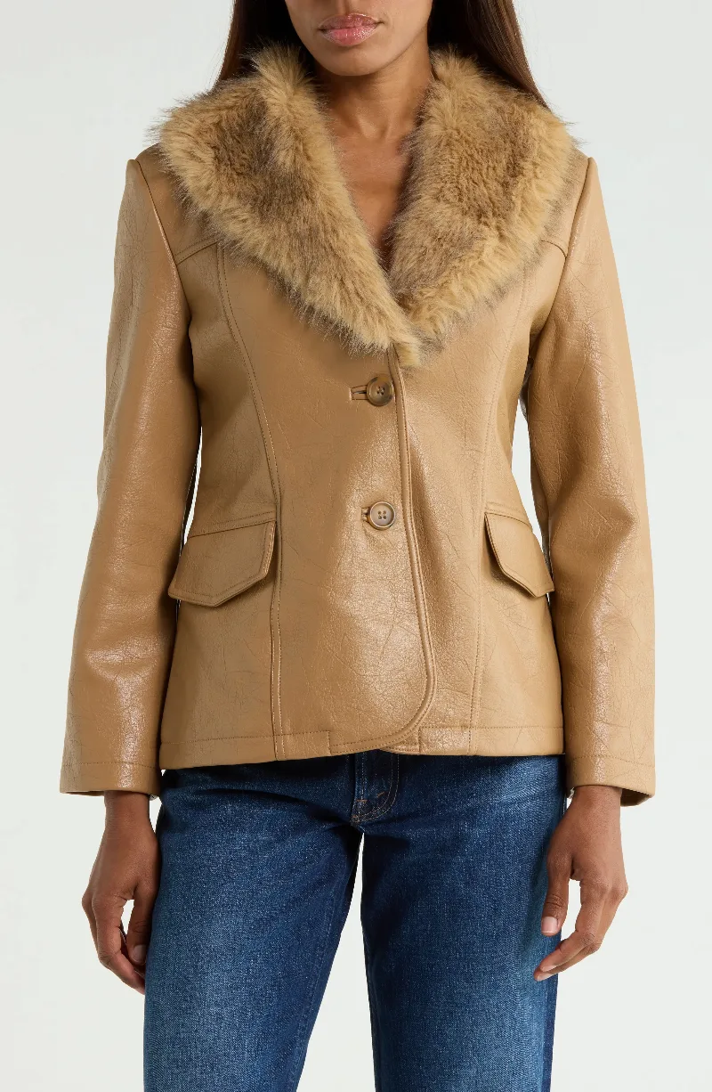 The Hot Under the Collar Faux Leather Jacket with Faux Fur Trim