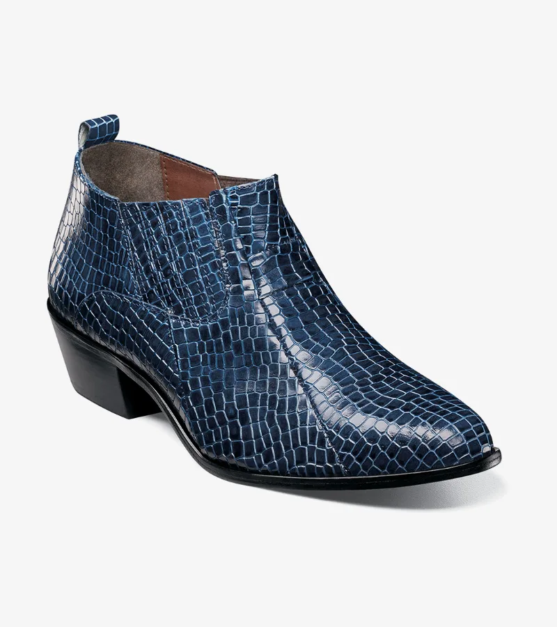 Stacy Adams Shoes Sandoval Cuban Heeled Boot Navy Size 8.5