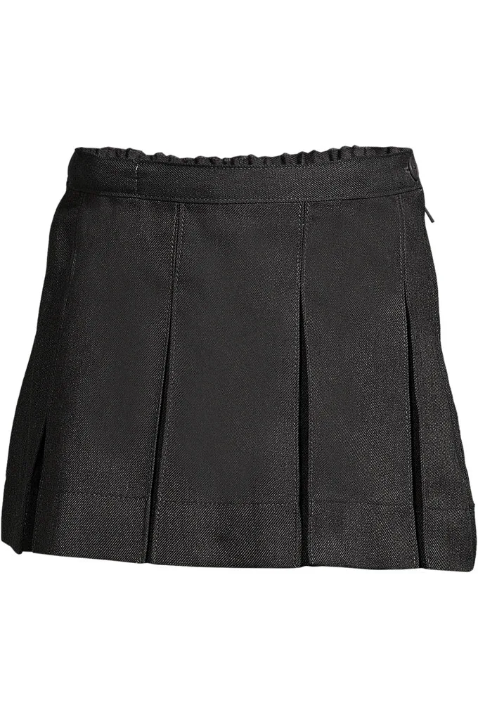 Girls Above the Knee Solid Box Pleat Skirt - Lands' End - Gray - 8